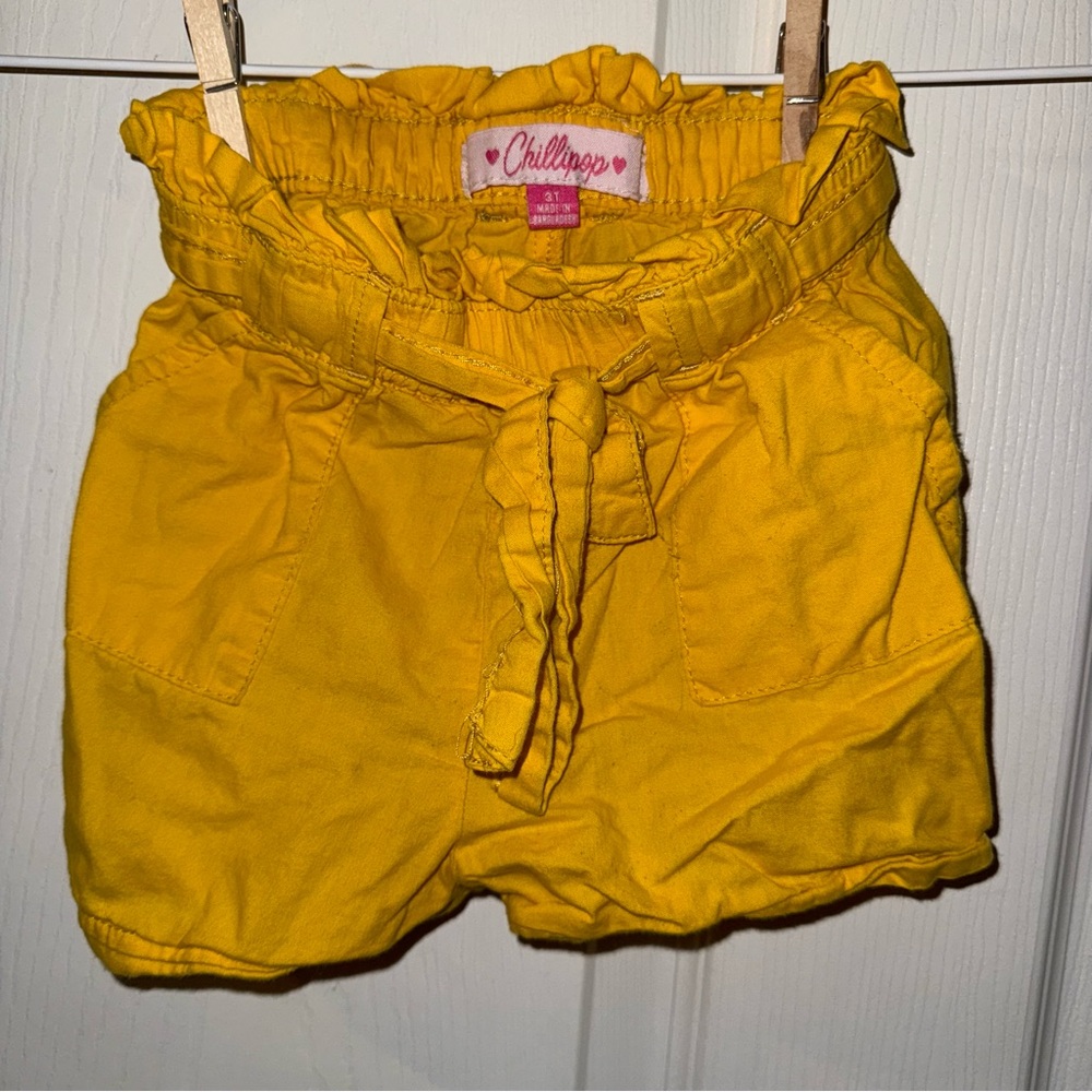 Chillipop Yellow Tie-Waist Shorts